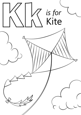 K Is For Kite Coloring Page